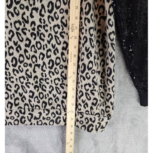 The ZigZag Stripe Sweater Womens Large Black Leopard Sequin Momcore Pullover - Picture 5 of 10